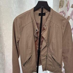New Look Taupe Faux Leather Bomber Jacket